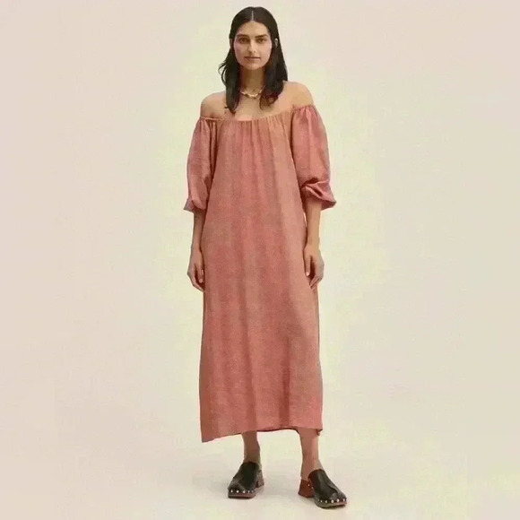 Mango Flowy Puffed-Sleeve Lined Dress Oversized Lagenlook Design Size Large‎ - Picture 1 of 12